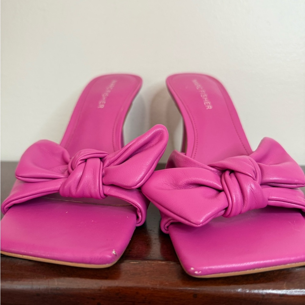 Marc Fisher “Demar” Fuchsia Bow Slide High heels in size 7 - Picture 3 of 11